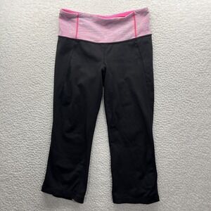 Lululemon Leggings Womens 6 Black Pink  Athletic Gym Athleisure Yoga Jogger Fit